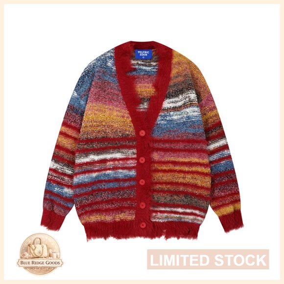 Soft Knit Cardigan Sweater Open Front V Neck Long Sleeve Oversized Vintage